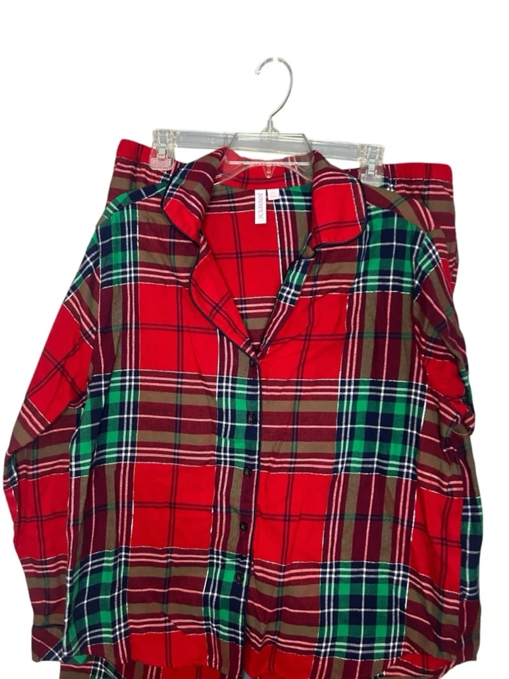Joyspun Red Plaid Pajama Set Women’s L Christmas Flannel Lounge Set